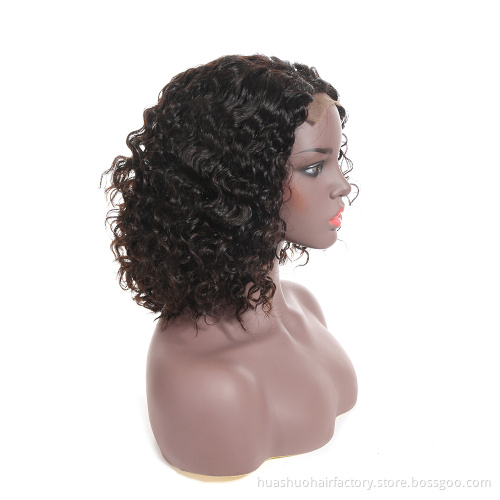 Wholesale Cheapest Malaysian Dark Roots Curly Bob Lace Front Wig Without Synthetic